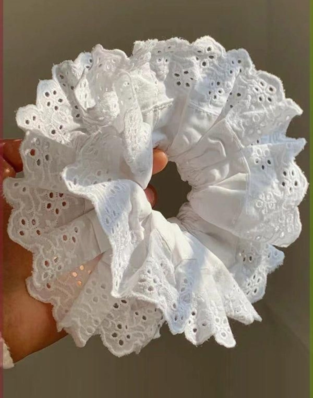 Reverie Hair - Cotton Lace Scrunchie / White