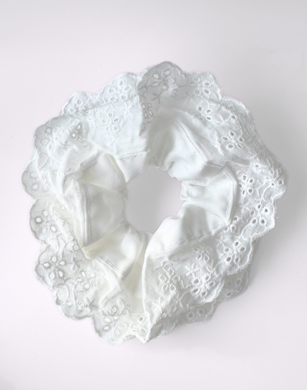 Reverie Hair - Cotton Lace Scrunchie / White