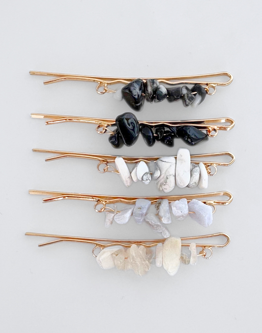 Reverie Hair - Stone Pins/ Black / Hair Pins