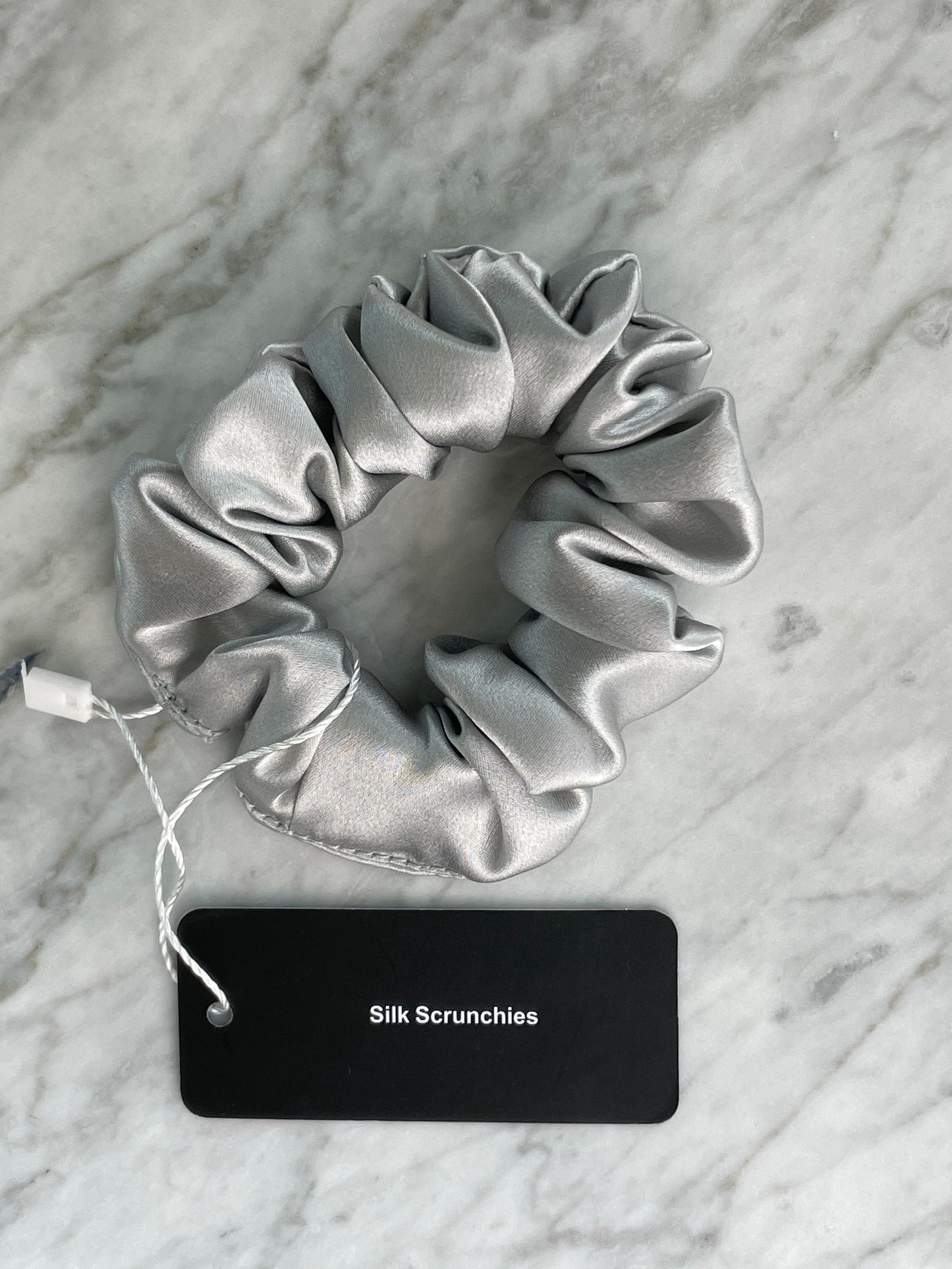 Silver Silk Scrunchie - Regular
