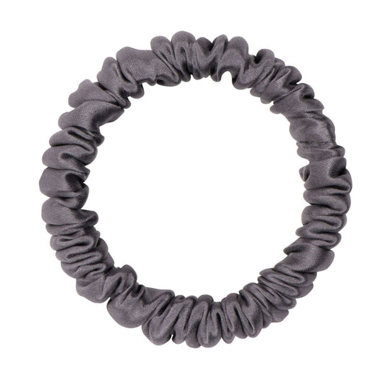 Dark Grey Silk Scrunchie - Skinny