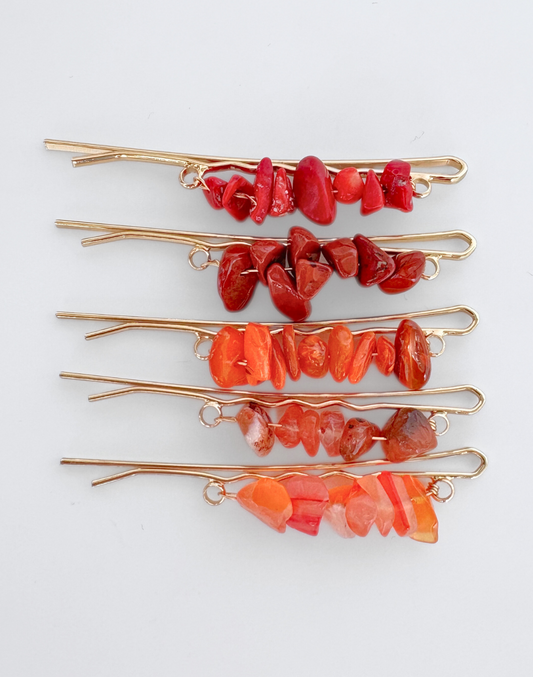Reverie Hair - Stone Pins/ Red / Hair Pins